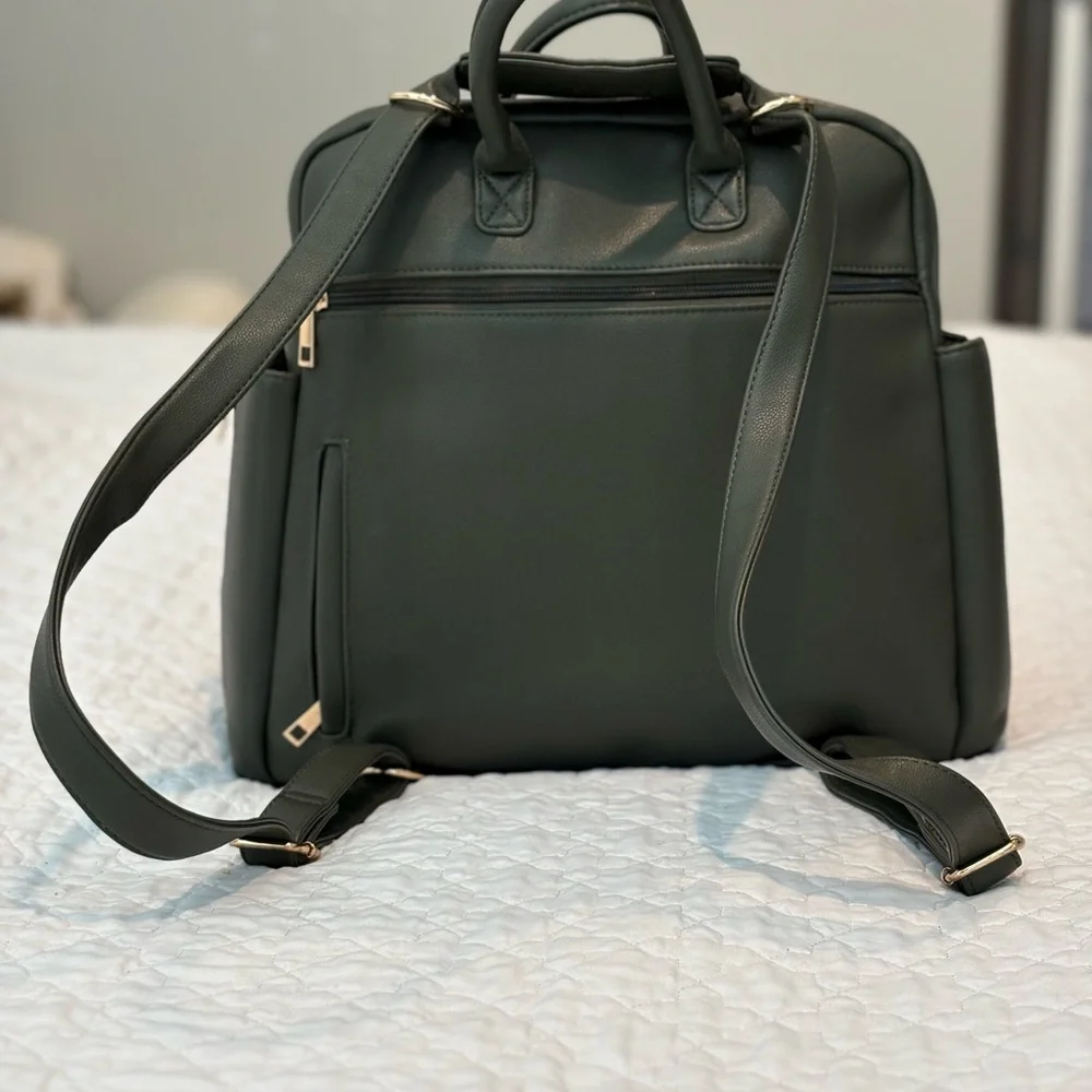 Convertible Dark Green Baby Bag Backpack - Stylish Everyday Carry